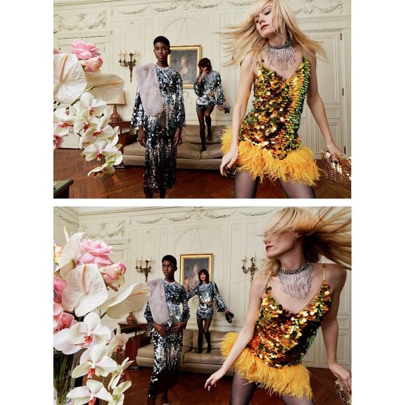 NWT Zara silver grey disc sequin long sleeve cropped top & midi skirt bundle set - Picture 12 of 16